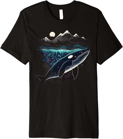 Colourful mystical orca whale watching dolphin pottwhale orca whale Premium T-Shirt