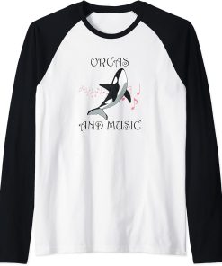 Music and Orcas Musician Whale Ocean Raglan Baseball Tee