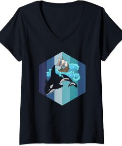 Womens Sailing Gift Killer Whale Underwater Ocean Animal Orca V-Neck T-Shirt