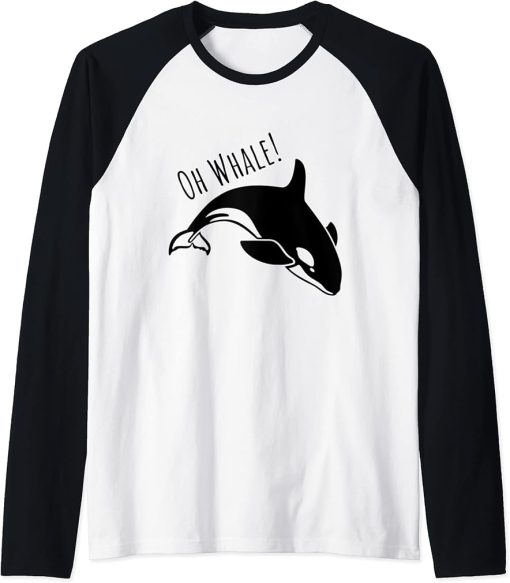 Funny Ocean Creature Orca Ocean Oh Whale Raglan Baseball Tee