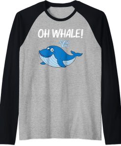 Funny Whale Art For Men Women Orca Narwhal Blue Whales Raglan Baseball Tee